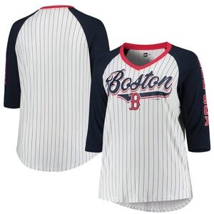 Boston Red Sox New Era Women's 3/4 Sleeve Raglan T-Shirt -Blue/White Size‎ 2X